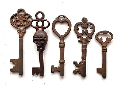 Antique Style Iron Skeleton Keys Lot of 5