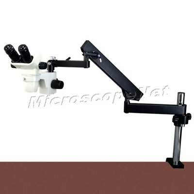 OMAX 6.7X 45X Articulating Arm Zoom Binocular Microscope150W Dual Fiber Light