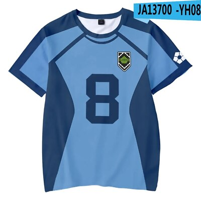 #ad BLUE LOCK Anime Cosplay Men Fashion Blue Jersey Short sleeved Sporty T shirts