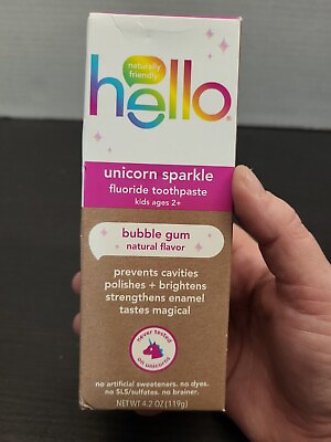 Hello Kids Unicorn Sparkle Toothpaste Bubble Gum Flavor 4.2 oz
