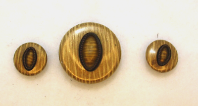 #ad Antique Buttons Set of 3 Matching Unique Two Different Sizes Gold Brown Metal