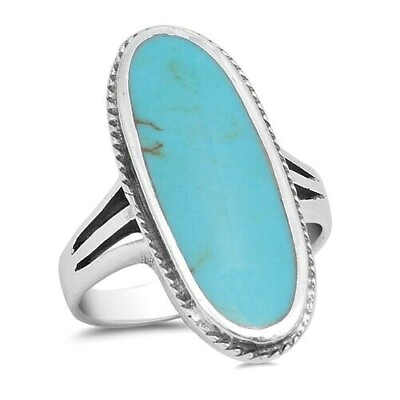 Ring Genuine Sterling Silver 925 Turquoise Jewelry Face Height 27 mm Size 11