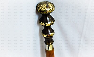 Antique Brass Head Handle Vintage Style Wooden Walking Stick Cane Beautiful Gift