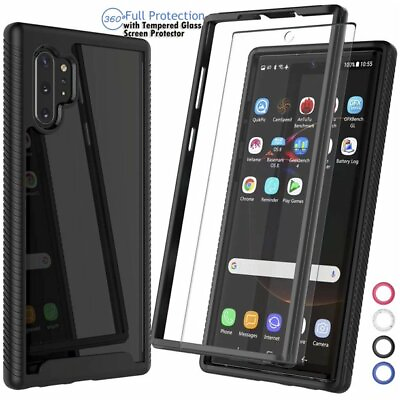 #ad Samsung Galaxy Note 10 Plus Case With Tempered Glass Full Body Protection Rugged