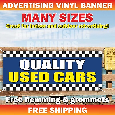 #ad QUALITY USED CARS Advertising Banner Vinyl Mesh Sign dealer auto service credit