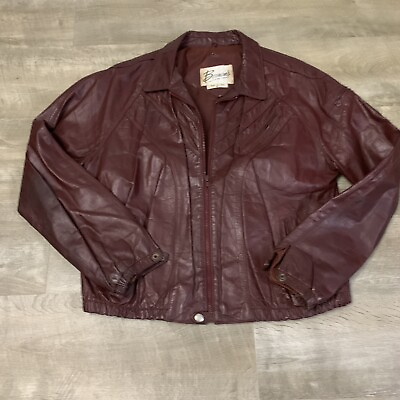 Vintage Berman#x27;s Leather Jacket Adult Burgandy 46 Mens