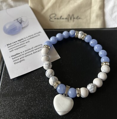 #ad Beautiful Blue Lace Agate And Howlite From Evolve Mala Comes In Bag With Card