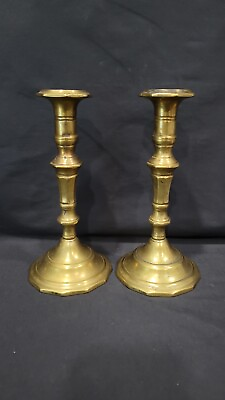 #ad Pair of Antique Solid Brass Candle Sticks 7 3 4quot;