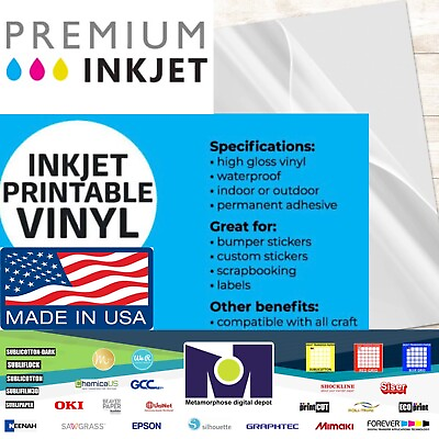 20 Sh Ink Jet Printable Vinyl Clear Sticker Paper Waterproof Label for Printer