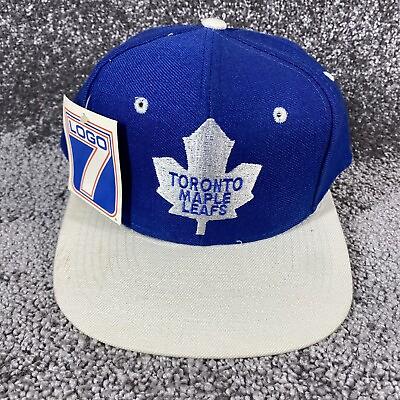 #ad Vintage Toronto Maple Leafs Snapback Hat NHL Logo 7 Blue 90s NWT NOS FLAW