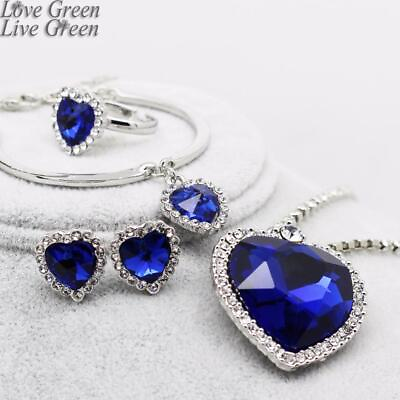 Jewellery Sets Titanic Heart of the Ocean Royal Blue Crystal Rhinestones Gift