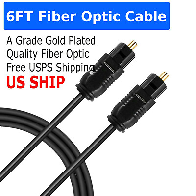 #ad 6FT Digital Fiber Optic Audio Cable Cord Optical SPDIF TosLink for TV DVD AMP