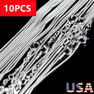 #ad Lots 10PCS 1mm Snake Chain Necklace Wholesale 16quot; 30quot; Jewelry Sterling Silver