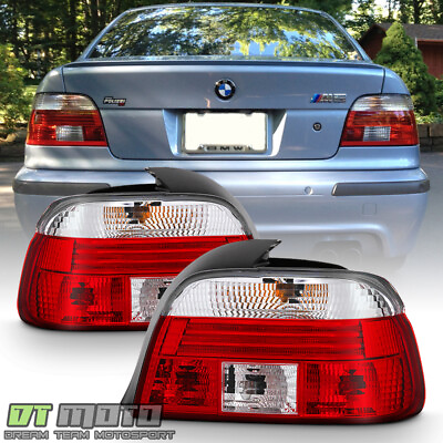 #ad 1997 1998 1999 2000 BMW E39 528i 540i M5 Red Clear Tail Lights Lamps LeftRight