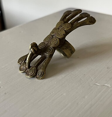 Antique African Cast Bronze Bird Ring Ashanti Asante Tribe West Africa