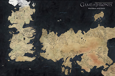 #ad Game Of Thrones TV Show Poster Map Of The Kingdoms Size: 36quot; x 24quot;