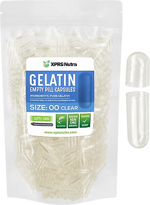 #ad Size 00 Clear Empty Gelatin Pill Capsules Kosher Gel Caps Gluten Free USA Made