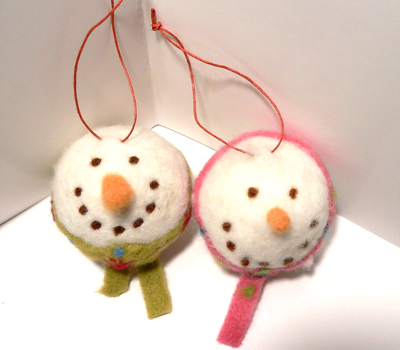 #ad Pair of Snowman amp; Snowwoman Snowball Christmas Ornaments.