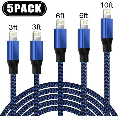 5 Pack Charging Cable Heavy Duty For iPhone 13 12 11 Plus Charger Charging Cord