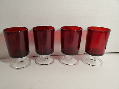 #ad Luminarc France Verrerie D#x27;Arques ruby red 4.5 cordial glasses set of 4 Vintage