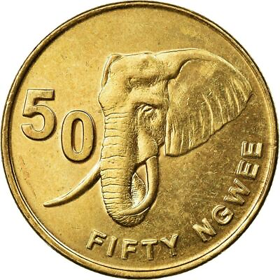 #ad Zambia 50 Ngwee Coin African Elephant 2012 2017