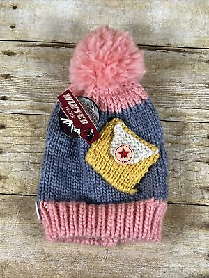 #ad #ad NWT Infant Baby Girl Knit Crochet Winter Stocking Hat Beanie Pink Gray