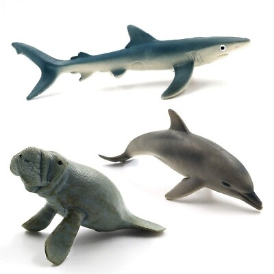 Kids Sea Toy Blue Shark Manatee Dolphin Figure Plastic Animals Model Fairy Craft