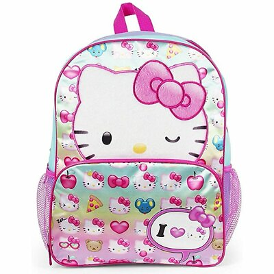 #ad 16quot; Hello Kitty School Backpack Book bag Girls Sanrio Pink Bow Cartoon Cute Gift
