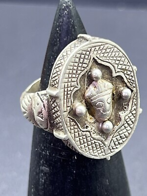 #ad Beautiful Old Rare Unique Islamic Seljuk Treble Jewelry Pure Sliver Ring