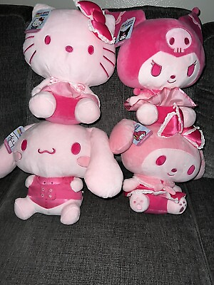 #ad Hello Kitty and Friends Hello Kitty 12” Pink Monochrome Plush Lot All 4 In Set