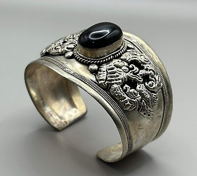 #ad Antique silver beautiful original Agate unique Tibetan bracelet