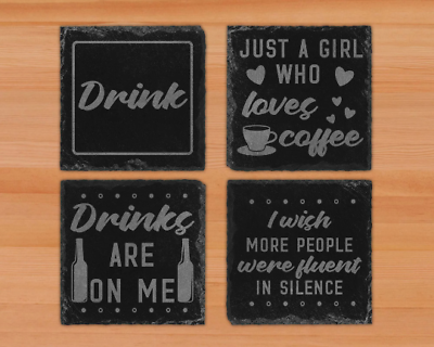 #ad Engraved 4 Inch Slate Coasters 40 designs handmade to order