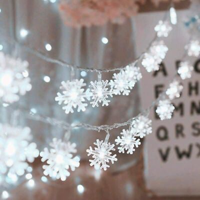 20 40 LED Snowflake Fairy String Lights Indoor Outdoor Christmas Party Decor