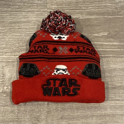 #ad #ad STAR WARS DARTH VADER STORMTROOPER BLACK RED KNIT HAT BEANIE YOUTH UGLY X MAS