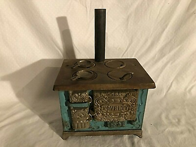 #ad Antique Novelty Cast Iron and Tin Oven Toy Stove Original E 10