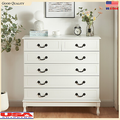 #ad Chest of 6 Drawers Wooden Storage Organizer Dresser Bedside Cabinet For Bedroom