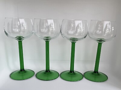 1970 VTG Luminarc Glassware Green Stemware 6 1 2” Wine Glasses Set Of 4