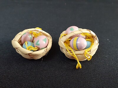 Set of 2 Midwest Imports of Cannon Falls Wicker Easter Egg Basket 2” amp; Ornaments
