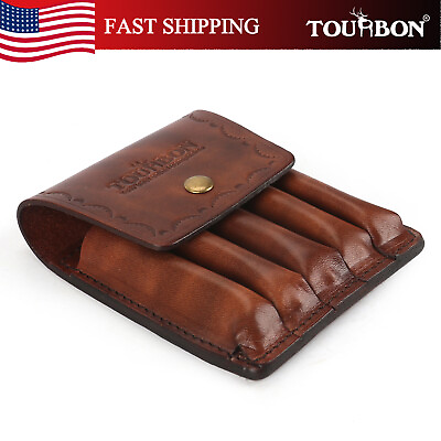 TOURBON Vintage Leather Rifle Bullets Holder Ammo Carry Pouch Cartridge Wallet