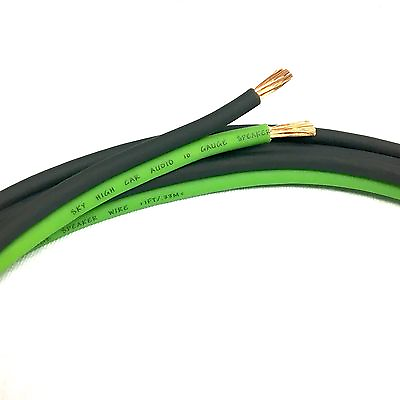 TRUE 10 Gauge GREEN BLACK AWG By The Foot Sky High Car Audio Speaker Wire Home