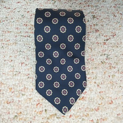 #ad Brooks Brothers Makers Necktie Tie Blue Red Floral Geometric Silk USA 3.75x57quot;