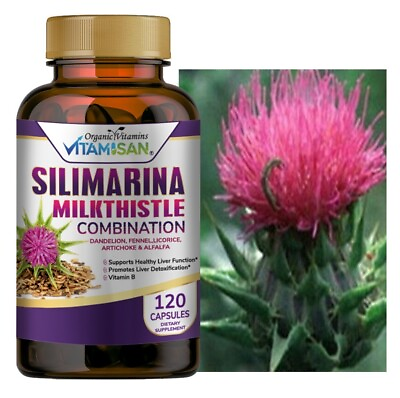 #ad Milk Thistle Silymarin Extract 1200 mg liver cleanser liver detox cardio 120 c