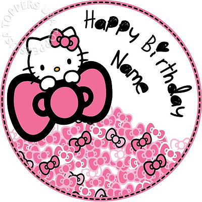 #ad #ad EDIBLE Hello Kitty Birthday Party Cake Topper Wafer Paper round 7.5quot; uncut