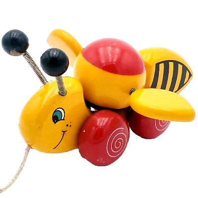 Kouvalias Wooden Bee Pull Toy Greek Collectable Toy From Greece