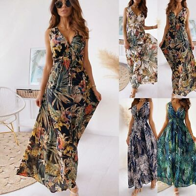#ad ⭐⭐⭐⭐⭐Women Boho Floral Maxi Dress Cocktail Party Evening Summer Beach Sundress