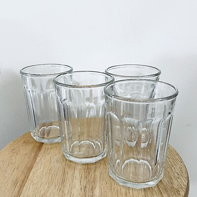 Vintage Luminarc Clear Drinking Glasses 500 18oz. 10 Panel 5.375 in Set of 4