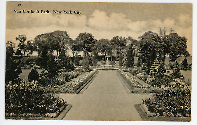 #ad Van Cortlandt Park Fountain Dutch Garden Bronx Postcard 1937 NYC New York City