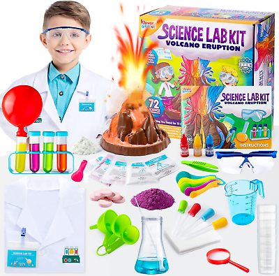 72 Science Kits for Kids Scientific Experiments Magic Set with Lab Coat