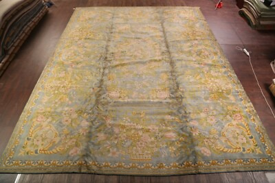 #ad Vintage Floral Savonnerie French 16x21 Area Rug Palace Size Handmade Wool Carpet