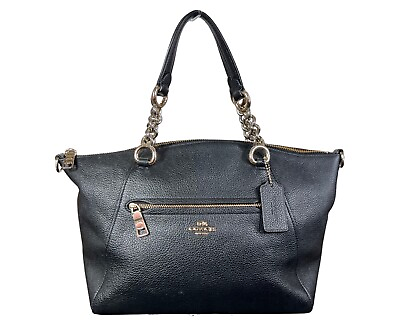 Coach Leather Chain Prairie Satchel Black Handbag Purse Shoulder Bag 59501